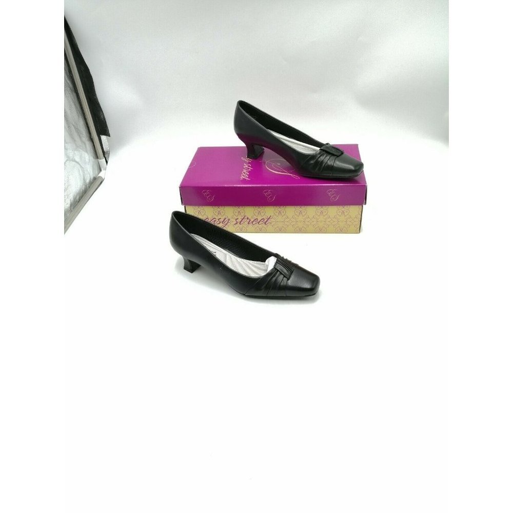 Easy Street Waive Low Spool Heel Pumps Black Women's US 6.5N